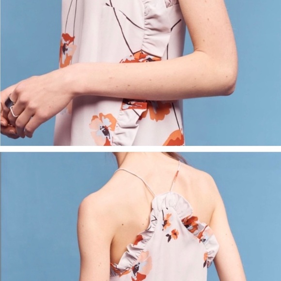 NWOT Anthropologie x Paper Crown Floral Cami Ruffle Top - Size Small - Picture 2 of 4